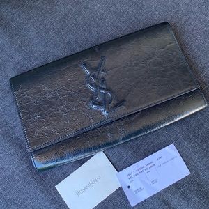 Ysl patent Sac de Jour clutch - navy